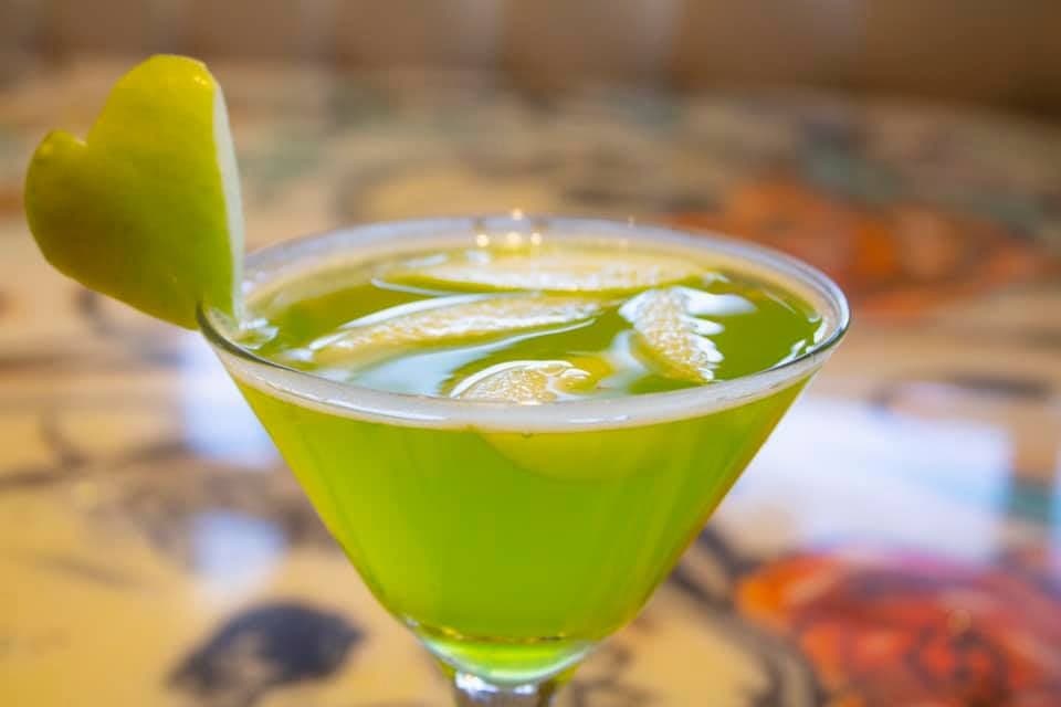 A green margarita on the rocks.
